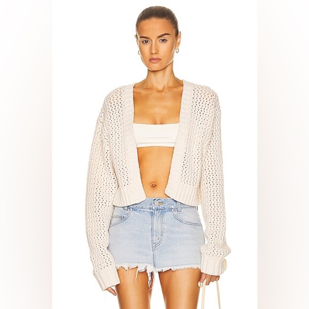 JOHN ELLIOTT Foam Boucle Knit Crop Cardigan